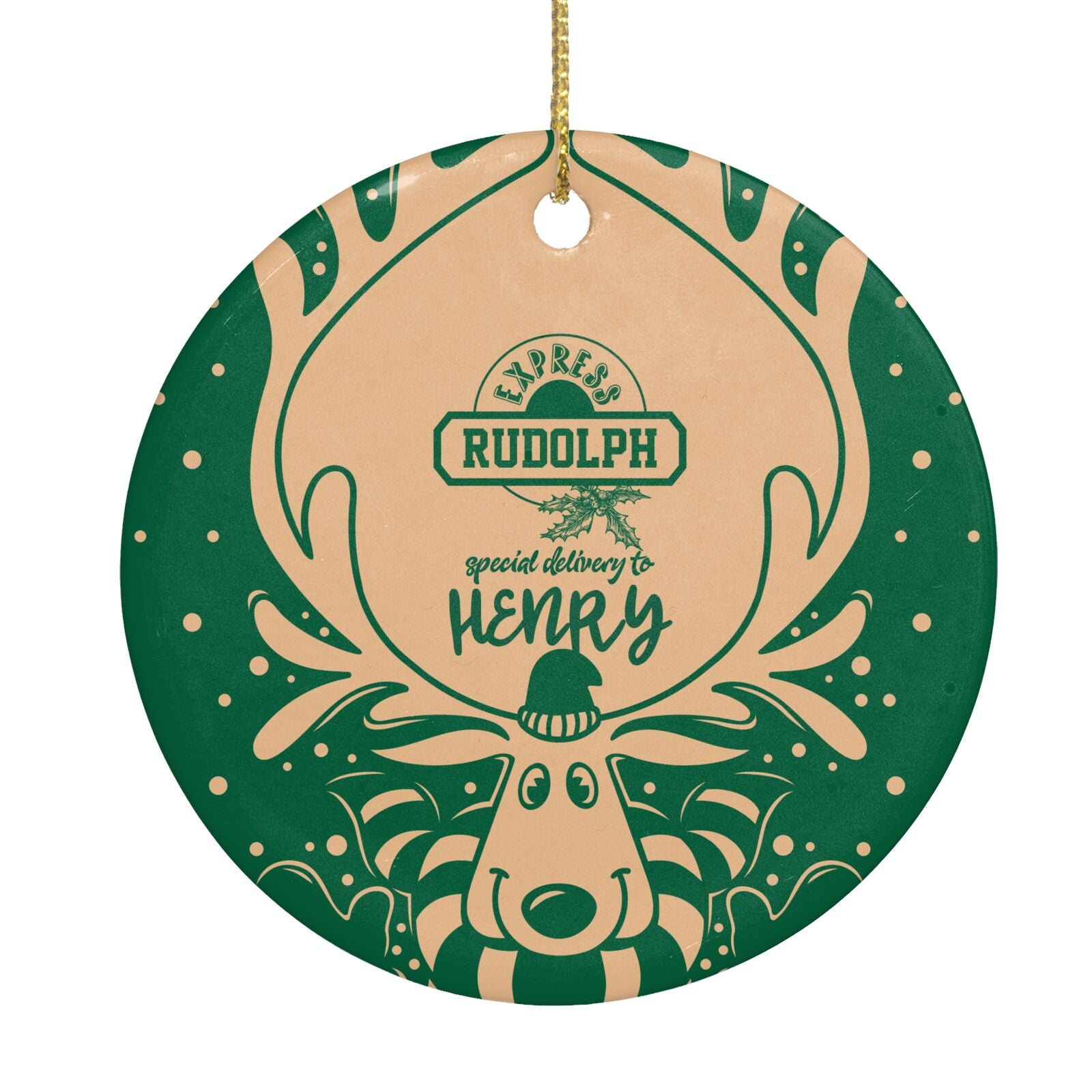 Rudolph Personalised Circle Decoration Back Image