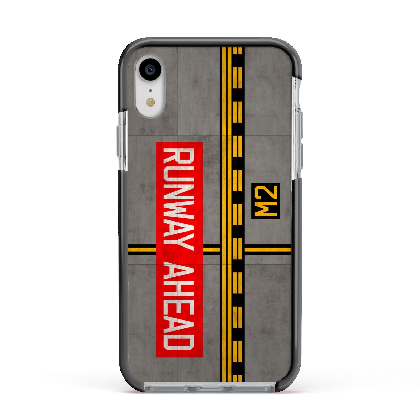 Runway Ahead Apple iPhone XR Impact Case Black Edge on Silver Phone