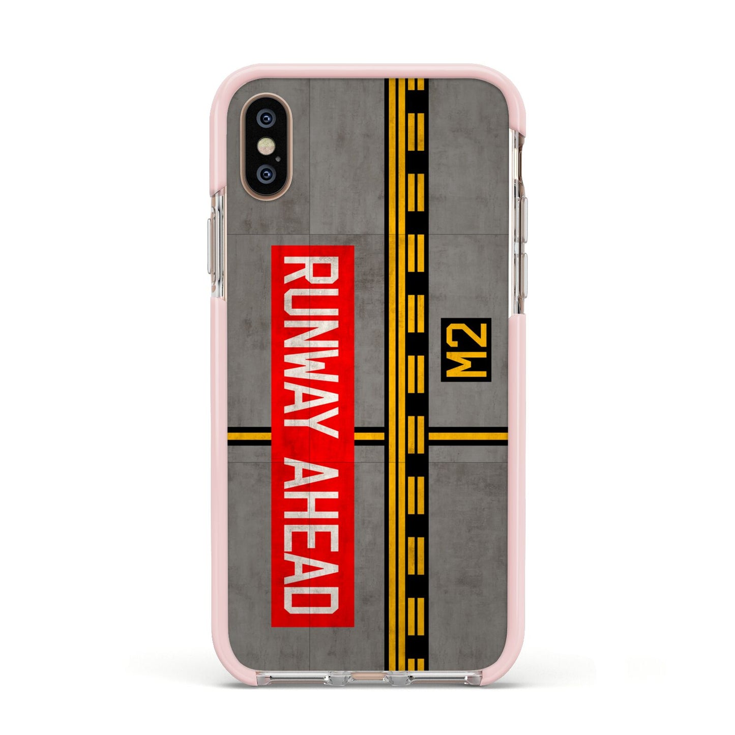 Runway Ahead Apple iPhone Xs Impact Case Pink Edge on Gold Phone