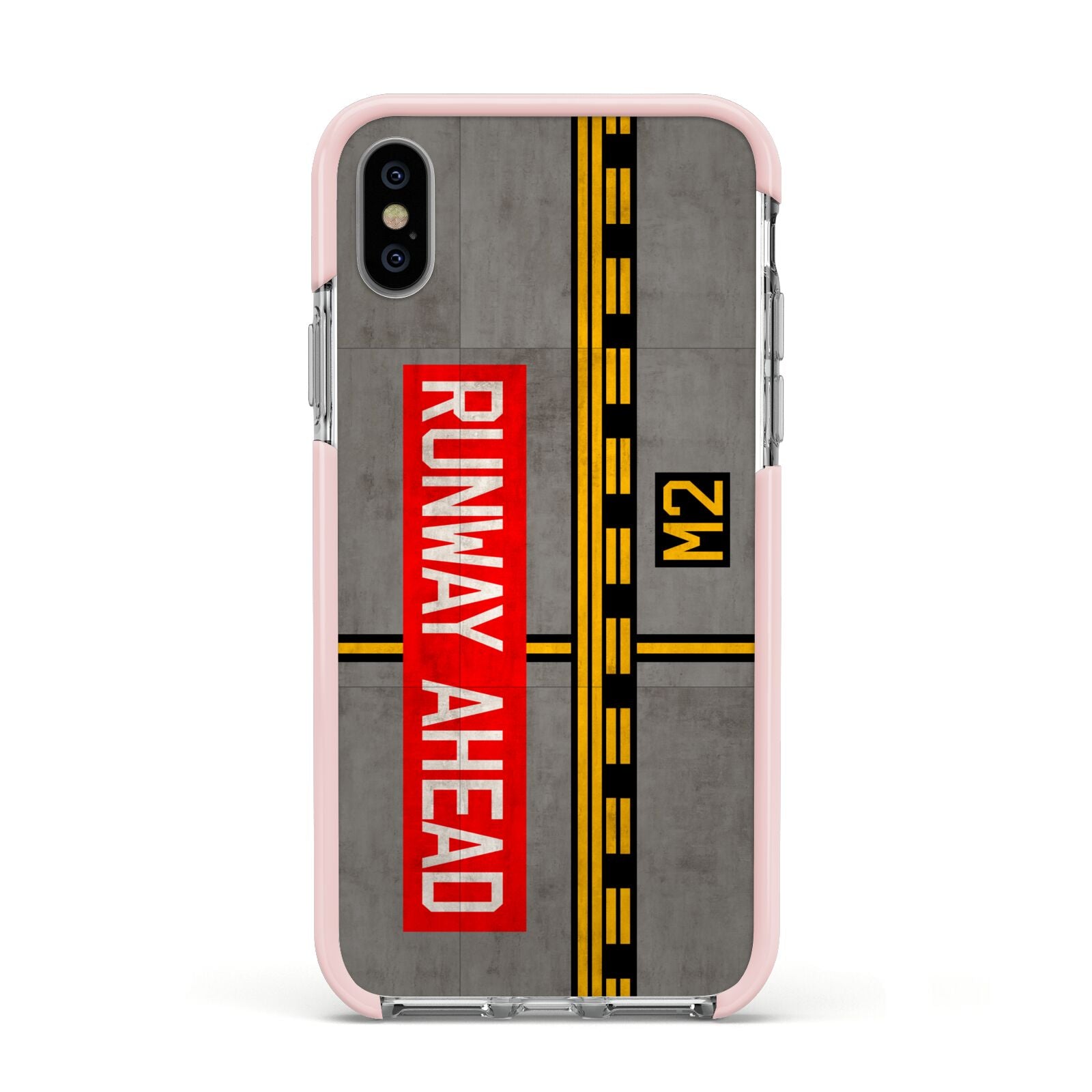 Runway Ahead Apple iPhone Xs Impact Case Pink Edge on Silver Phone
