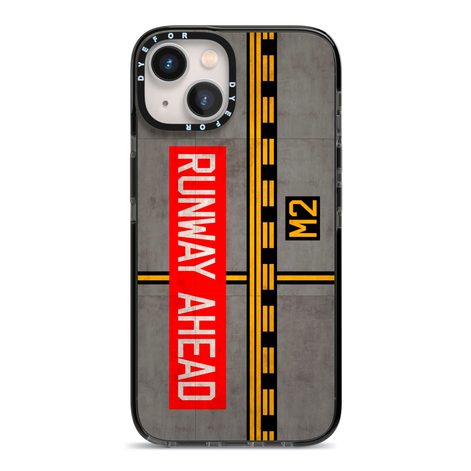 Runway Ahead iPhone 13 Black Impact Case on Silver phone