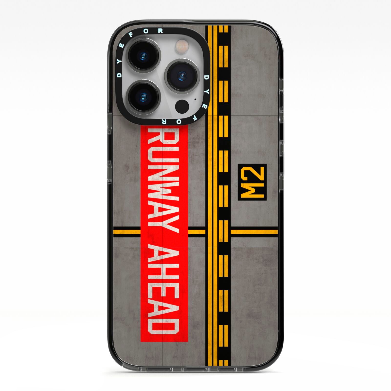 Runway Ahead iPhone 13 Pro Black Impact Case on Silver phone