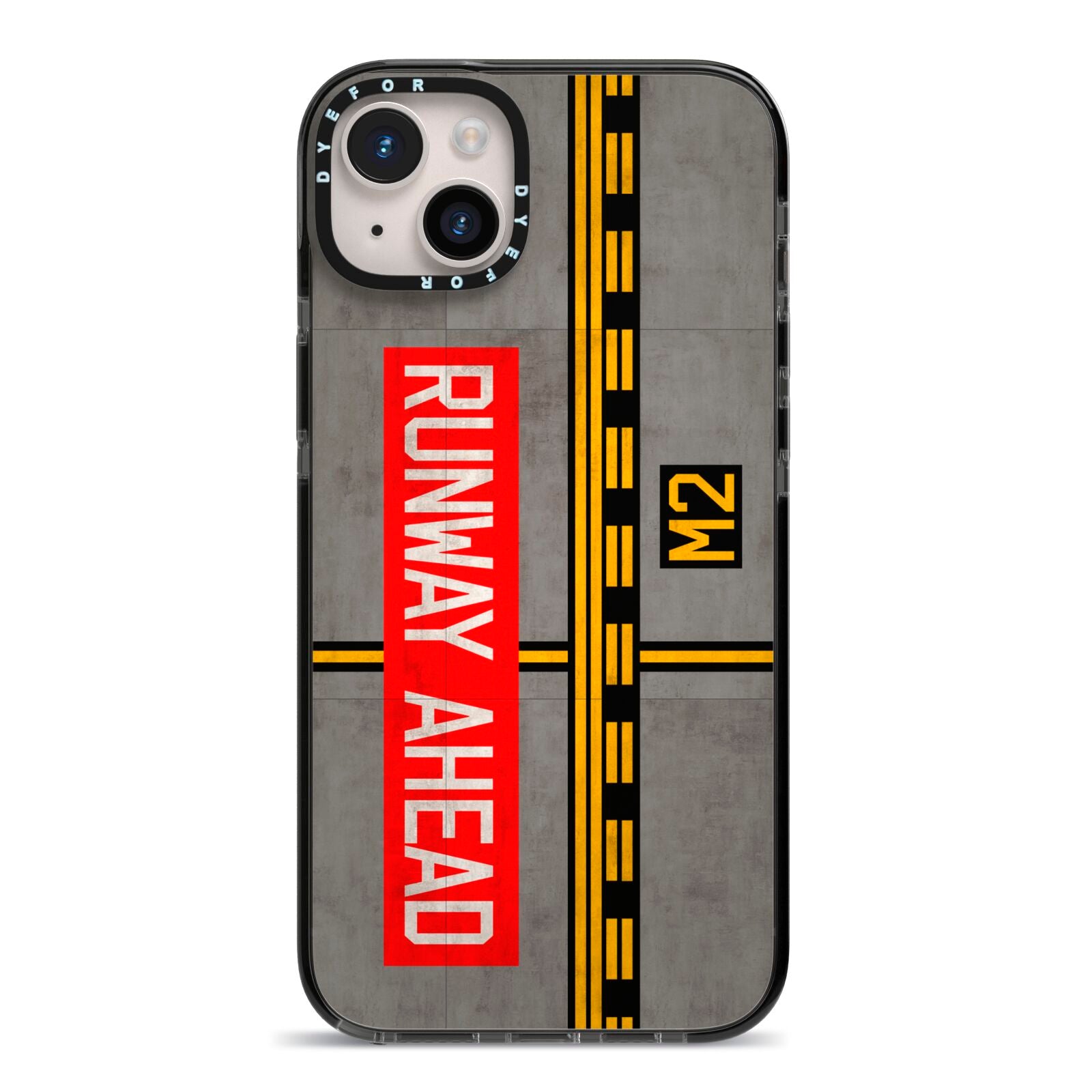 Runway Ahead iPhone 14 Plus Black Impact Case on Silver phone