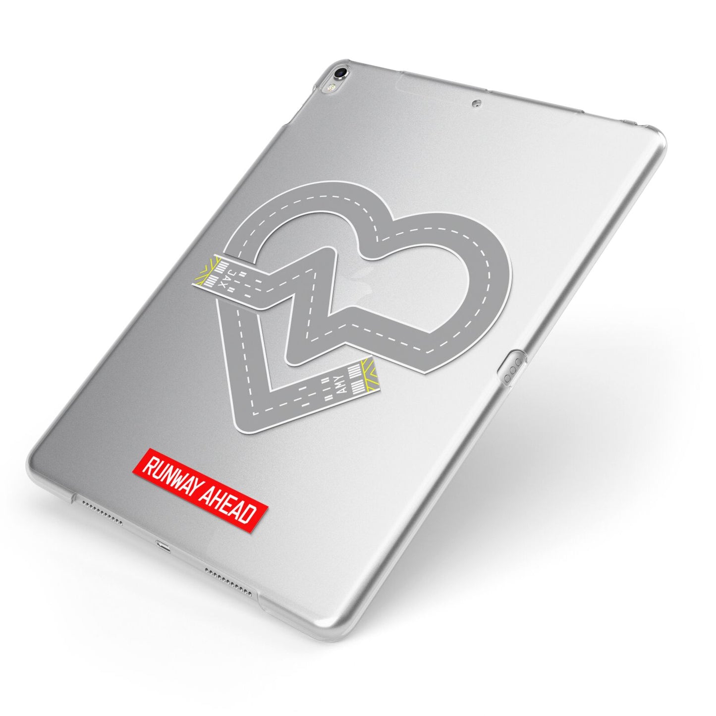 Runway Love Heart Apple iPad Case on Silver iPad Side View