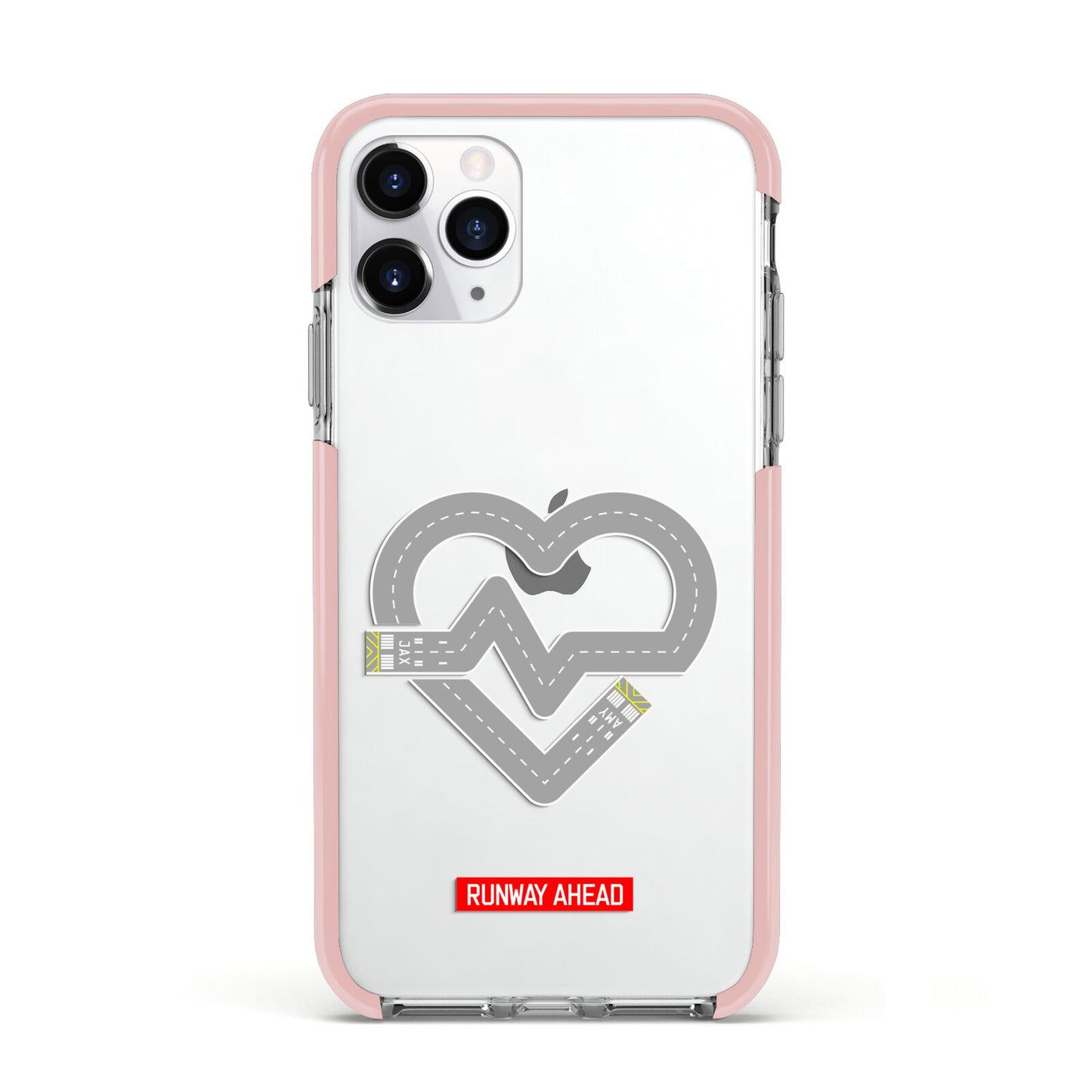 Runway Love Heart Apple iPhone 11 Pro in Silver with Pink Impact Case