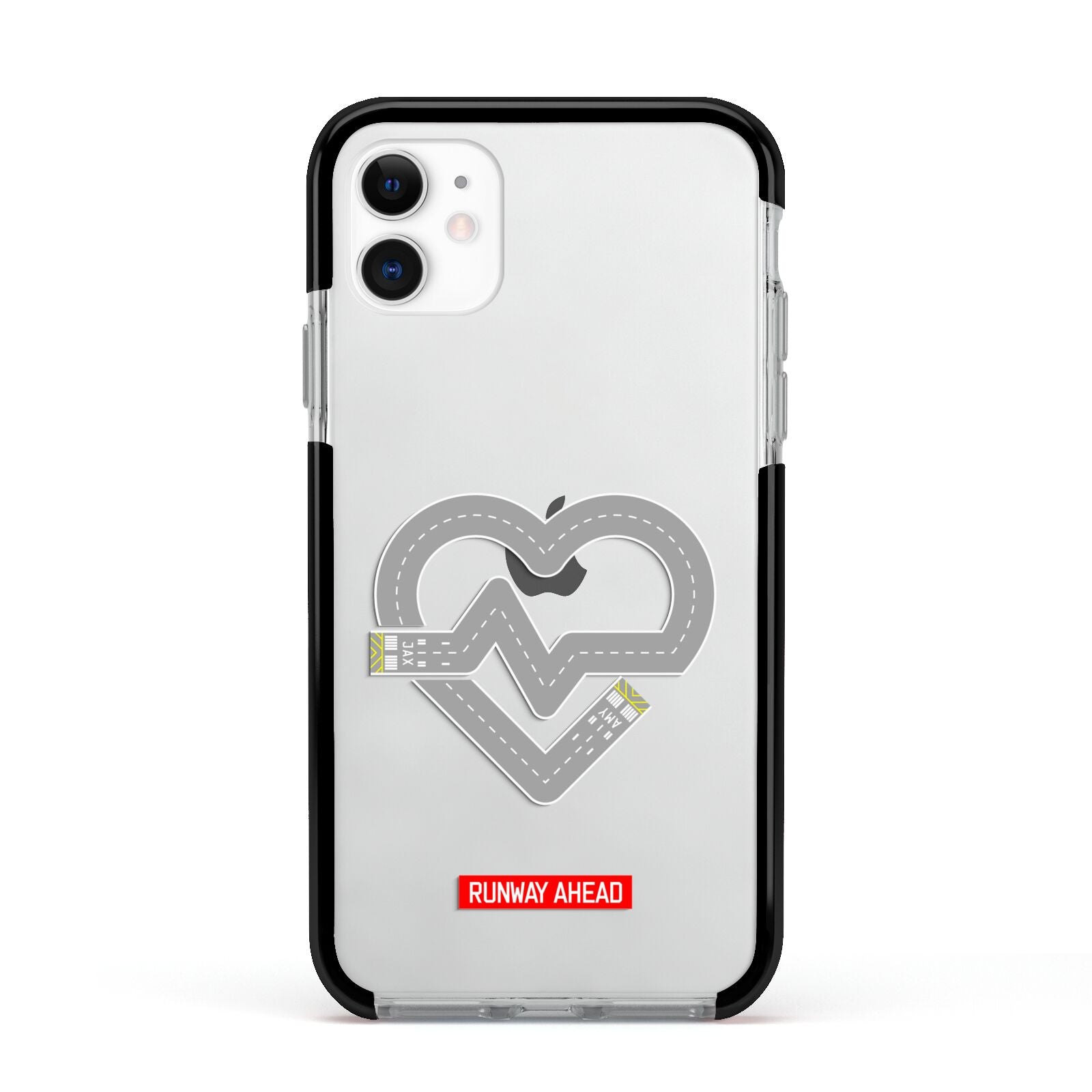 Runway Love Heart Apple iPhone 11 in White with Black Impact Case