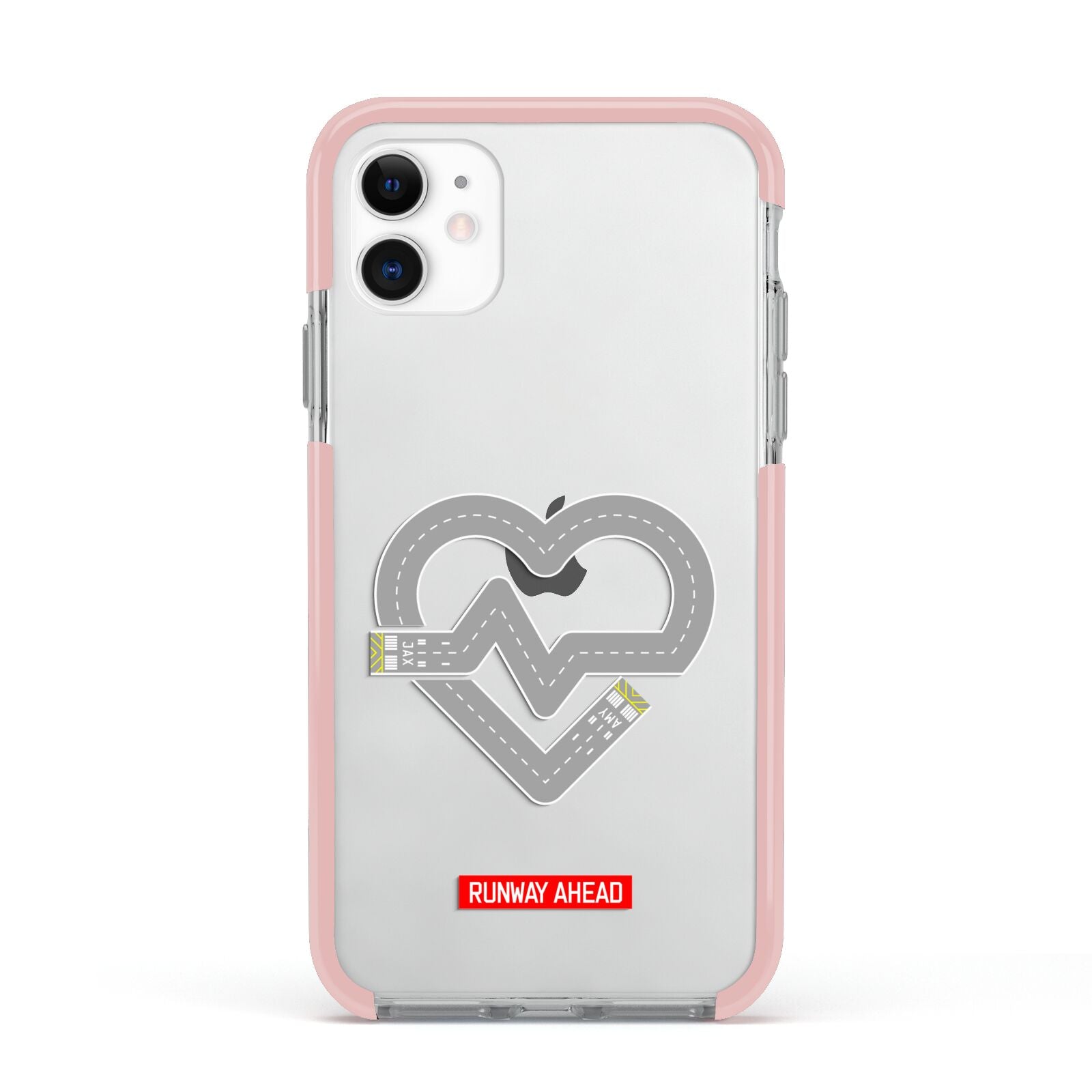 Runway Love Heart Apple iPhone 11 in White with Pink Impact Case