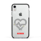 Runway Love Heart Apple iPhone XR Impact Case Black Edge on Silver Phone