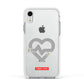 Runway Love Heart Apple iPhone XR Impact Case White Edge on Silver Phone