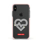 Runway Love Heart Apple iPhone Xs Impact Case Pink Edge on Black Phone