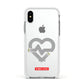 Runway Love Heart Apple iPhone Xs Impact Case White Edge on Silver Phone