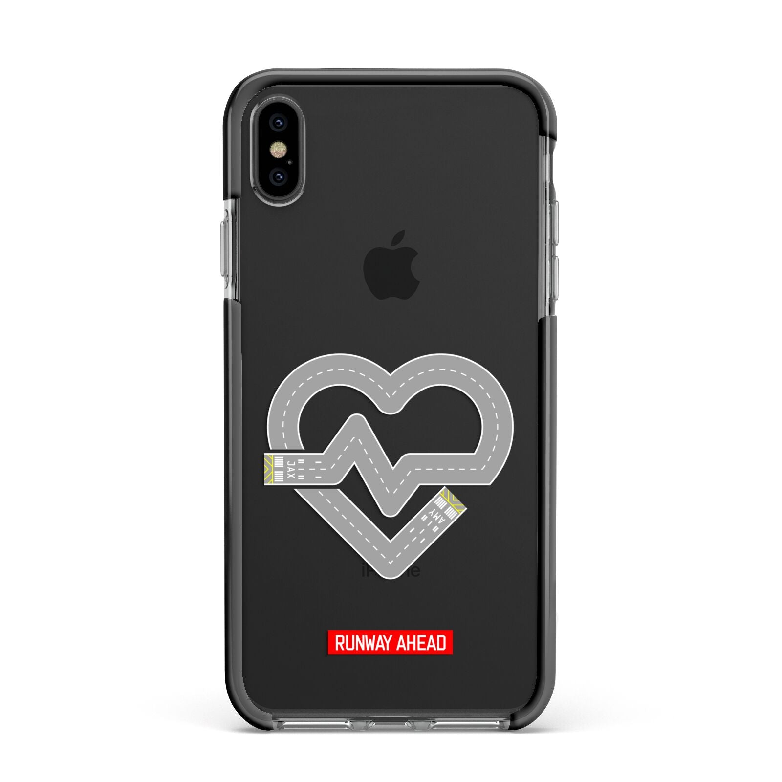 Runway Love Heart Apple iPhone Xs Max Impact Case Black Edge on Black Phone