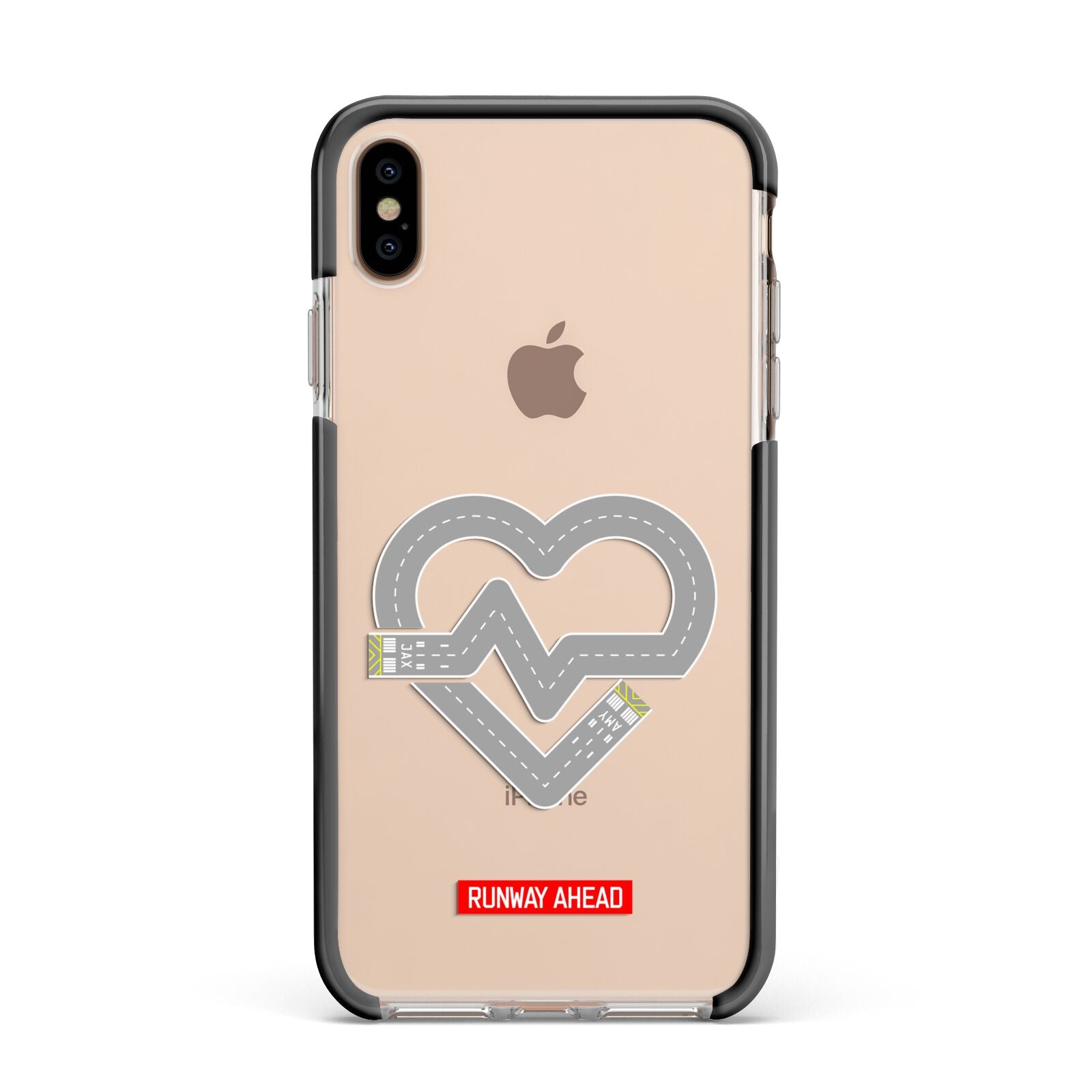 Runway Love Heart Apple iPhone Xs Max Impact Case Black Edge on Gold Phone
