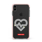Runway Love Heart Apple iPhone Xs Max Impact Case Pink Edge on Black Phone