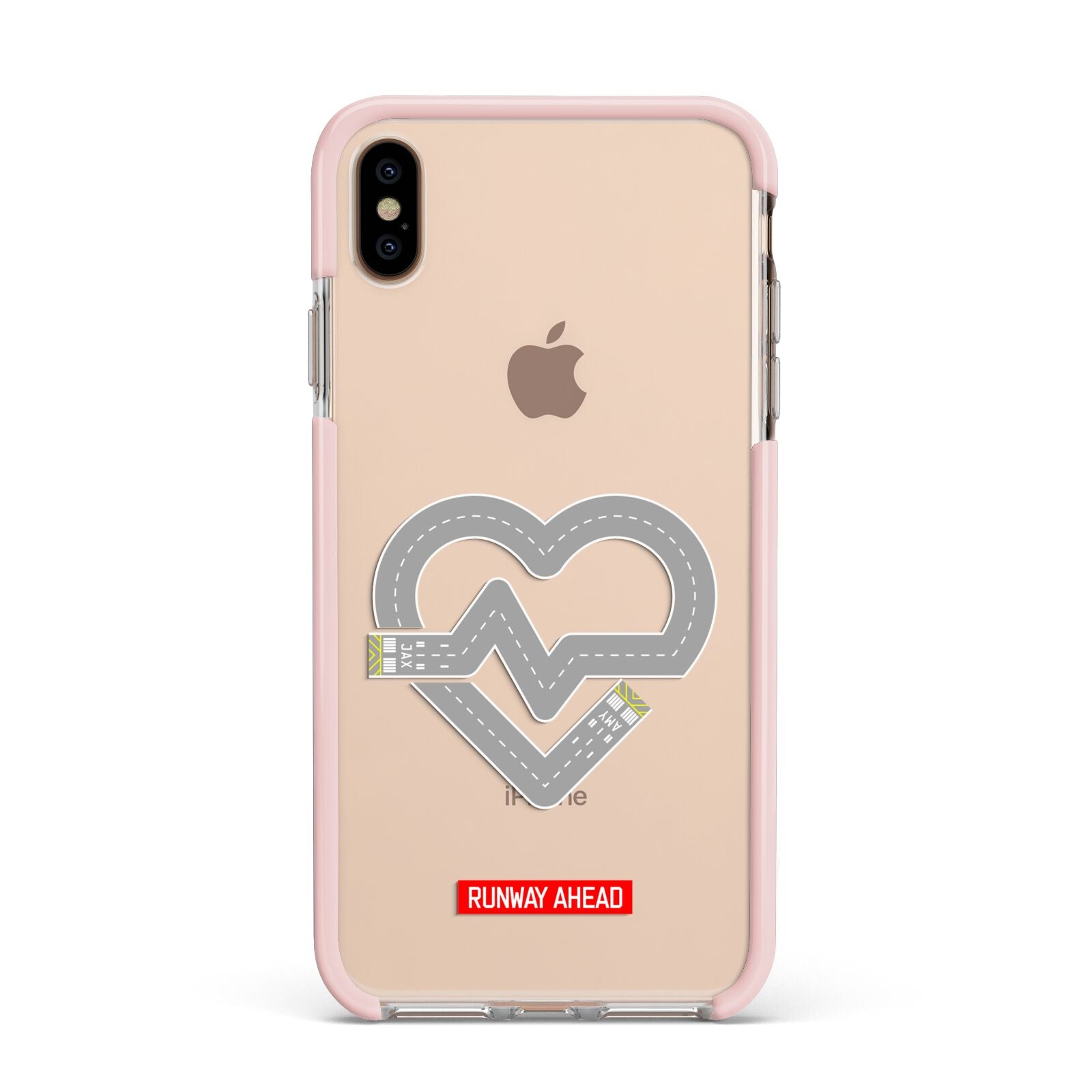 Runway Love Heart Apple iPhone Xs Max Impact Case Pink Edge on Gold Phone
