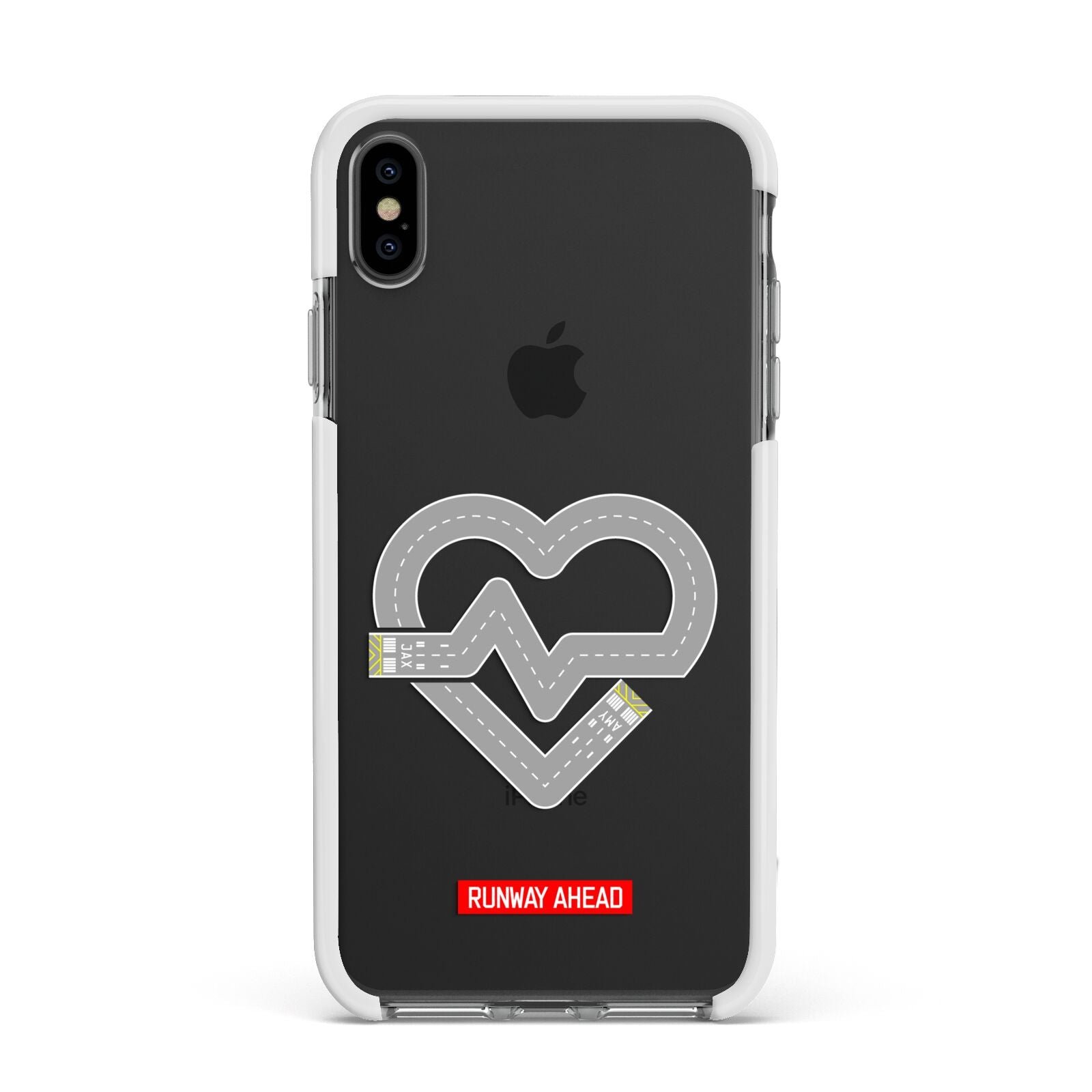 Runway Love Heart Apple iPhone Xs Max Impact Case White Edge on Black Phone