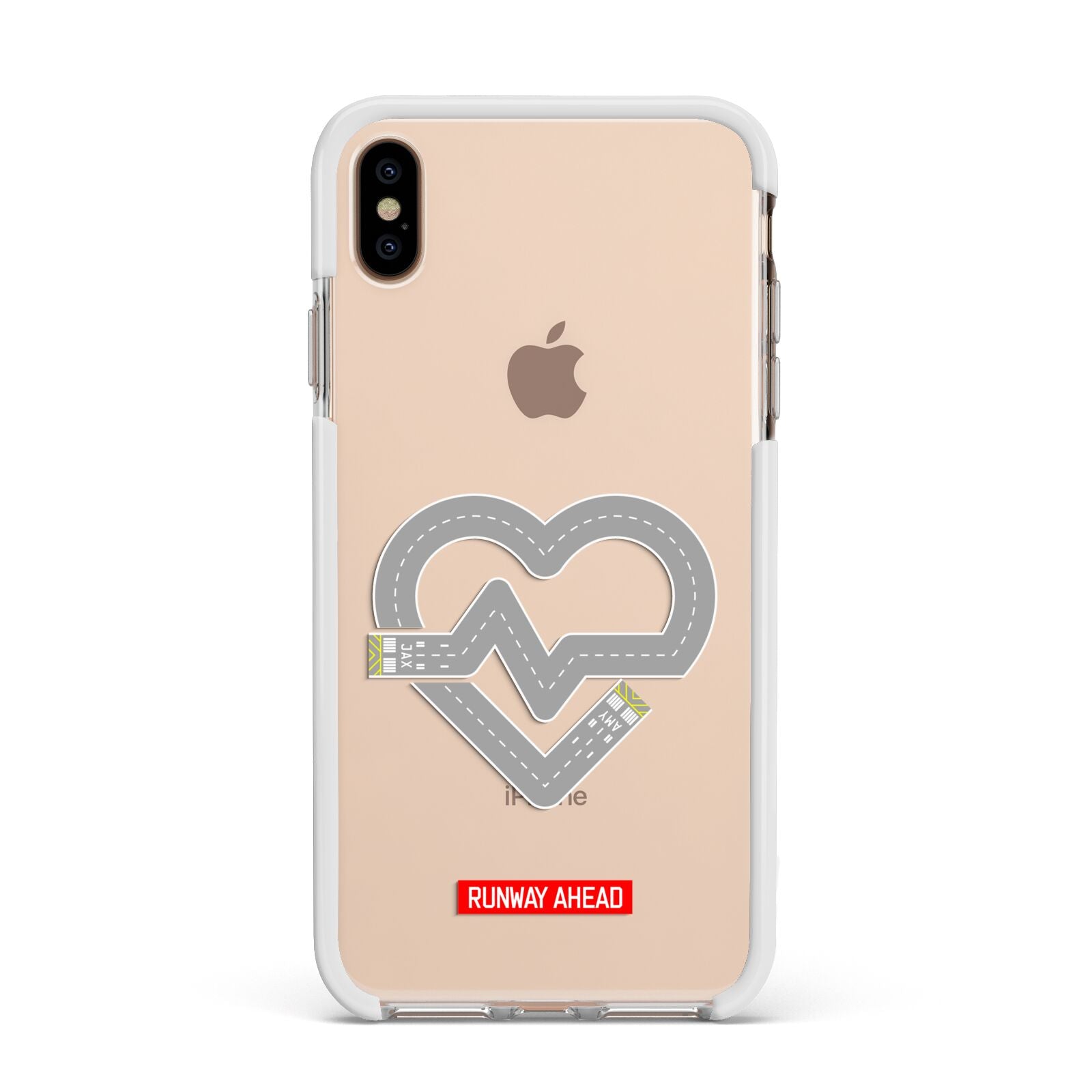 Runway Love Heart Apple iPhone Xs Max Impact Case White Edge on Gold Phone
