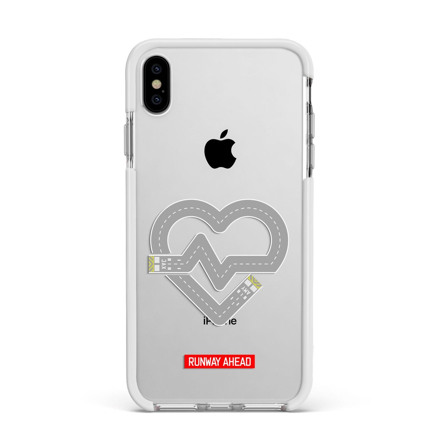 Runway Love Heart Apple iPhone Xs Max Impact Case White Edge on Silver Phone