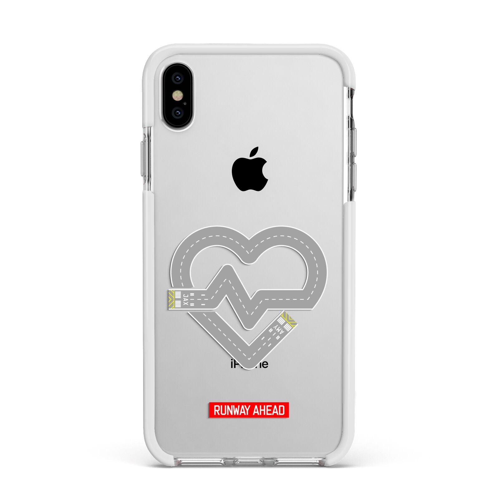 Runway Love Heart Apple iPhone Xs Max Impact Case White Edge on Silver Phone