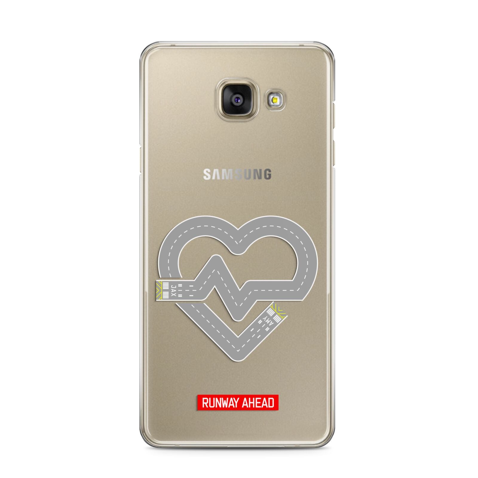 Runway Love Heart Samsung Galaxy A3 2016 Case on gold phone
