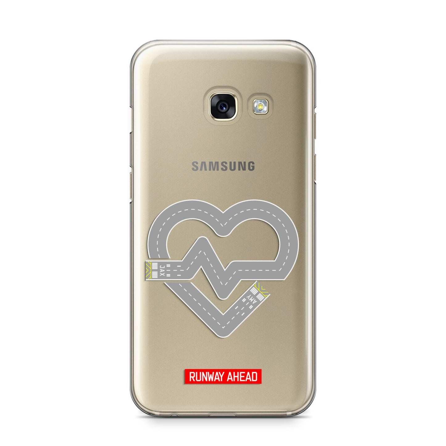 Runway Love Heart Samsung Galaxy A3 2017 Case on gold phone