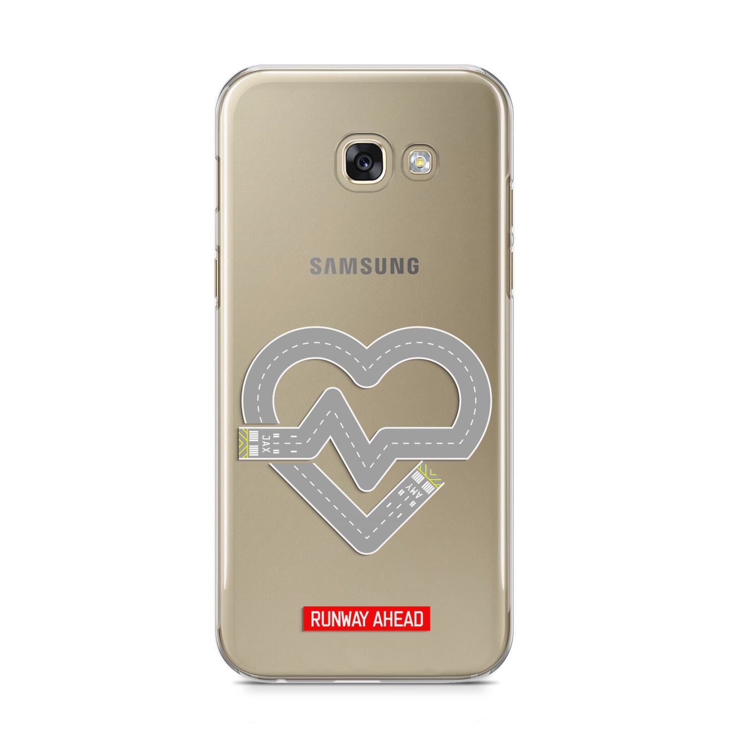 Runway Love Heart Samsung Galaxy A5 2017 Case on gold phone