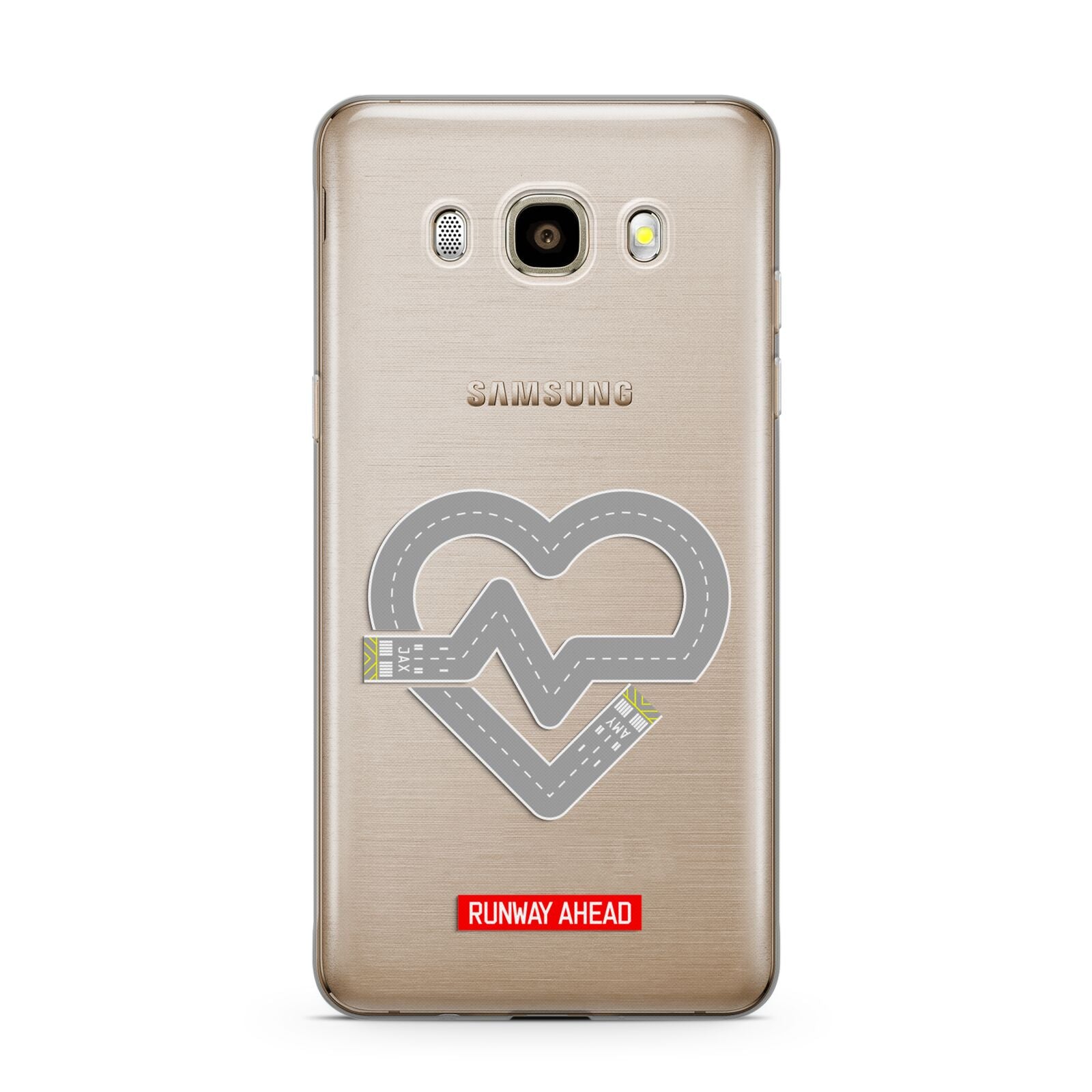 Runway Love Heart Samsung Galaxy J7 2016 Case on gold phone