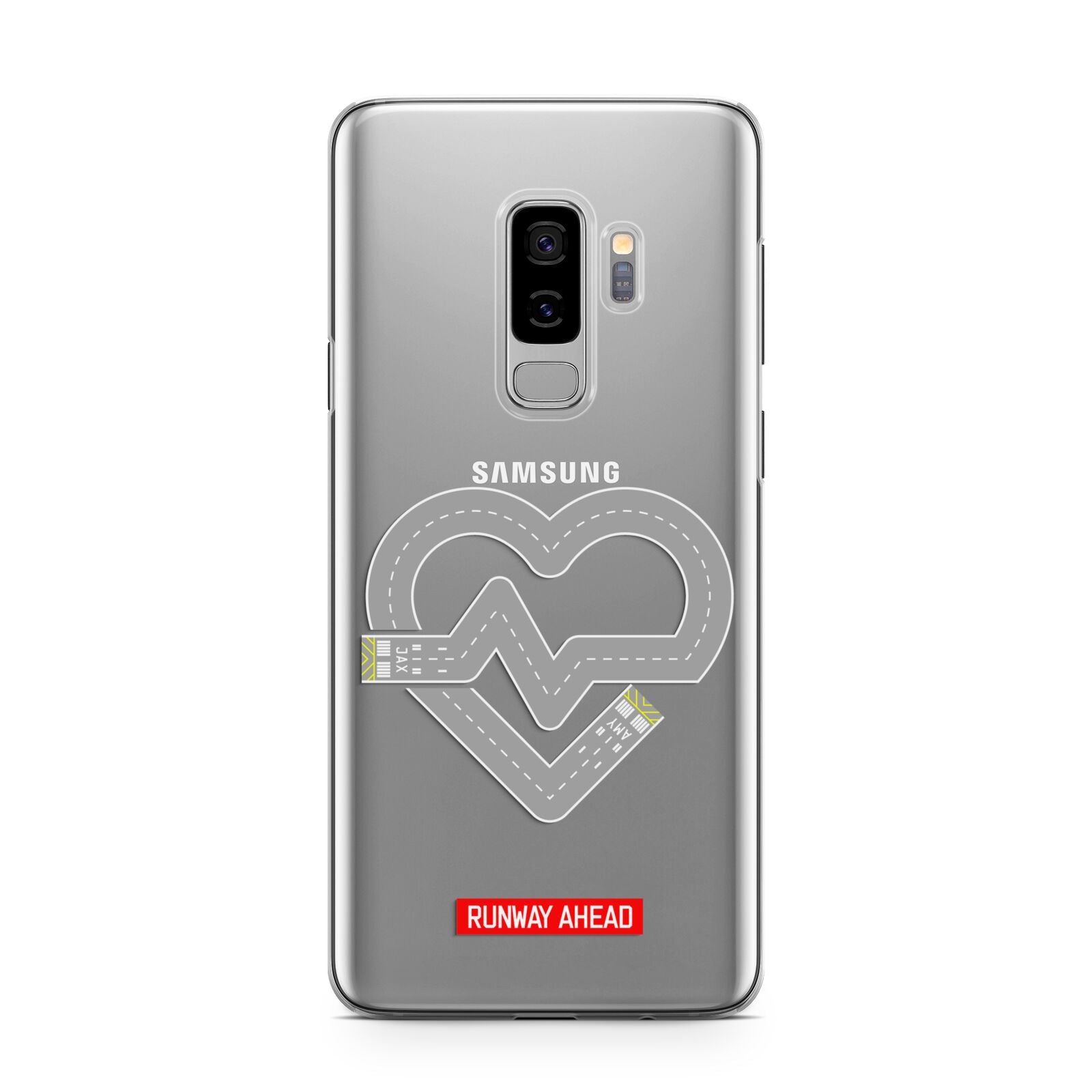 Runway Love Heart Samsung Galaxy S9 Plus Case on Silver phone