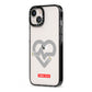 Runway Love Heart iPhone 13 Black Impact Case Side Angle on Silver phone