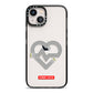 Runway Love Heart iPhone 13 Black Impact Case on Silver phone