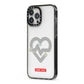 Runway Love Heart iPhone 13 Pro Max Black Impact Case Side Angle on Silver phone