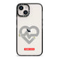 Runway Love Heart iPhone 14 Black Impact Case on Silver phone