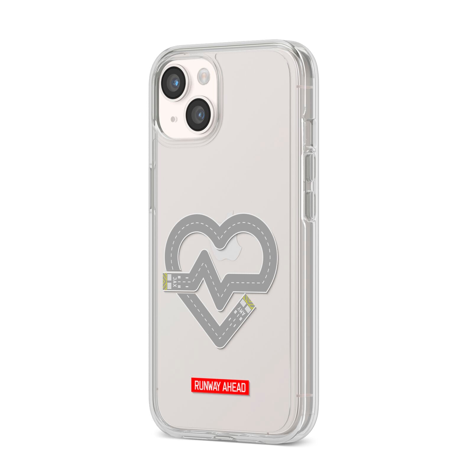 Runway Love Heart iPhone 14 Clear Tough Case Starlight Angled Image