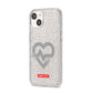 Runway Love Heart iPhone 14 Glitter Tough Case Starlight Angled Image