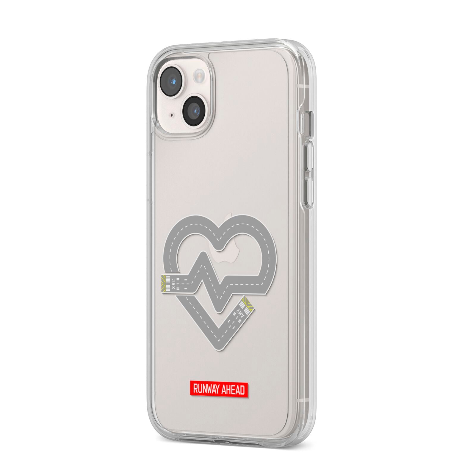 Runway Love Heart iPhone 14 Plus Clear Tough Case Starlight Angled Image