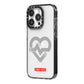 Runway Love Heart iPhone 14 Pro Black Impact Case Side Angle on Silver phone