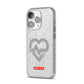 Runway Love Heart iPhone 14 Pro Glitter Tough Case Silver Angled Image