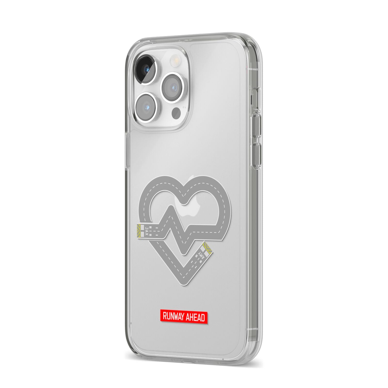 Runway Love Heart iPhone 14 Pro Max Clear Tough Case Silver Angled Image