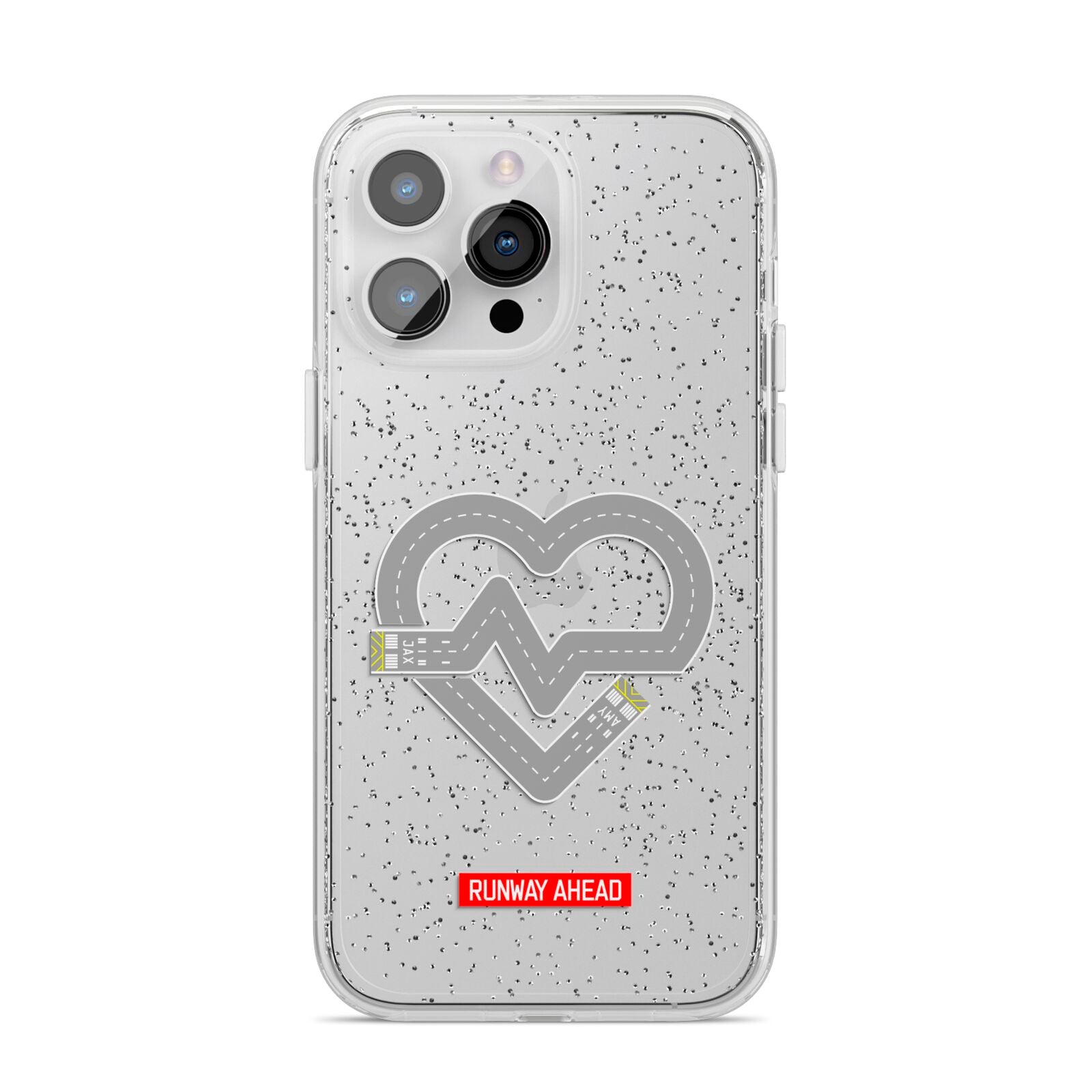 Runway Love Heart iPhone 14 Pro Max Glitter Tough Case Silver