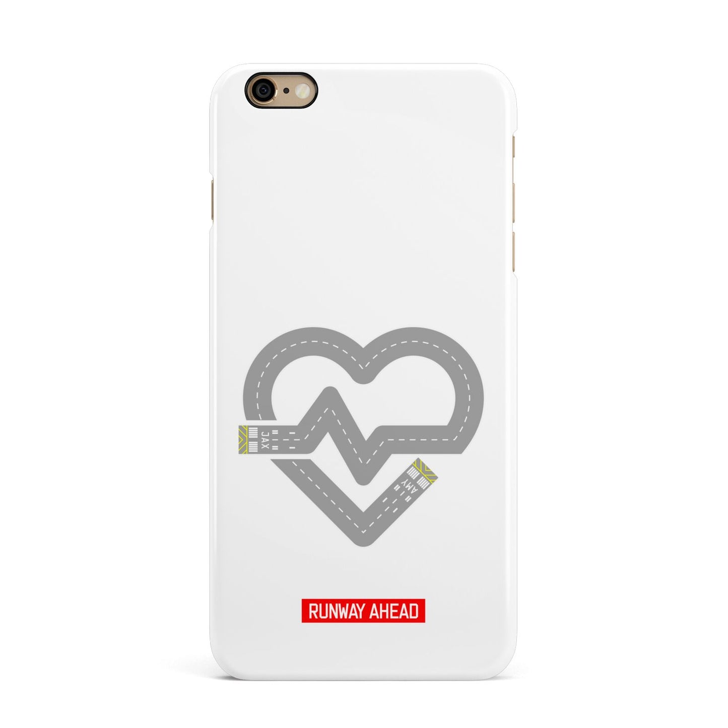 Runway Love Heart iPhone 6 Plus 3D Snap Case on Gold Phone