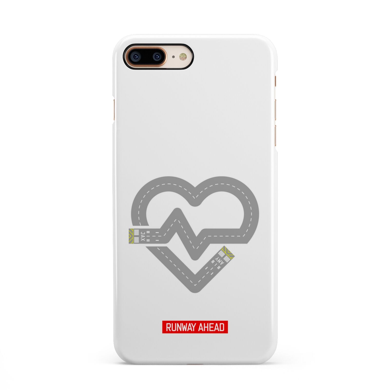 Runway Love Heart iPhone 8 Plus 3D Snap Case on Gold Phone