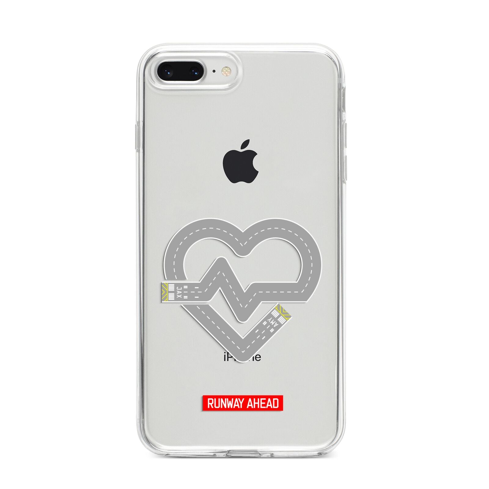 Runway Love Heart iPhone 8 Plus Bumper Case on Silver iPhone
