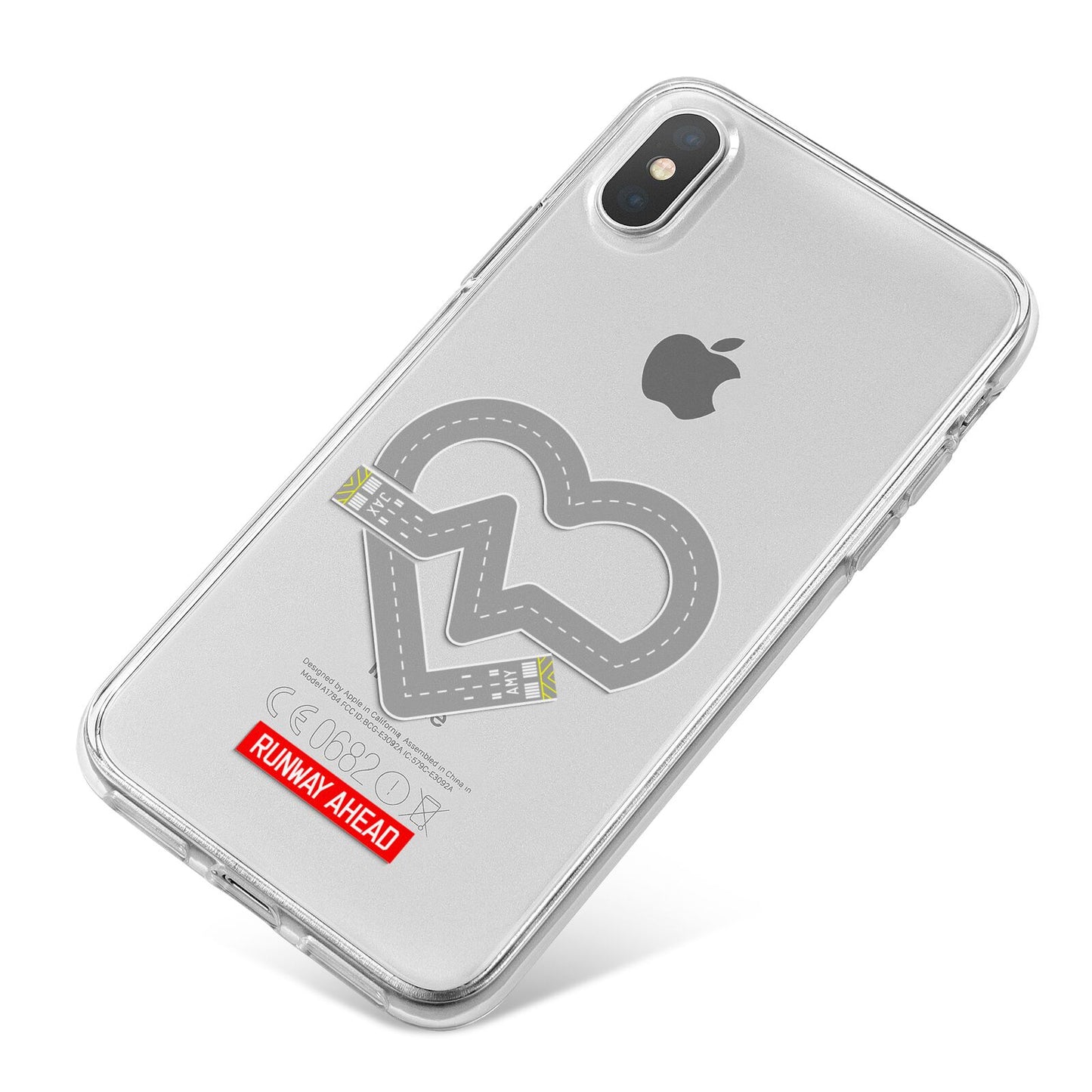 Runway Love Heart iPhone X Bumper Case on Silver iPhone