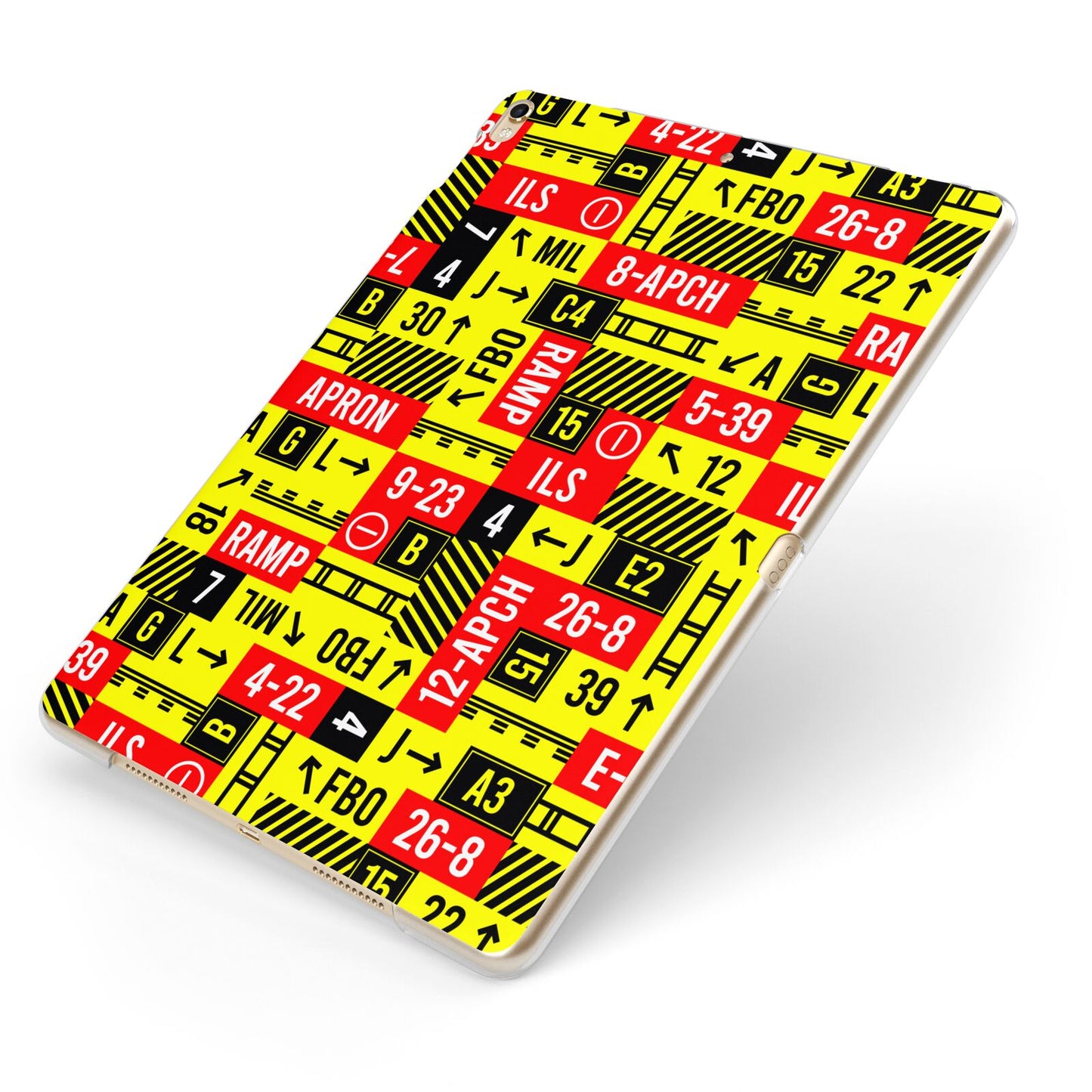 Runway Signs Apple iPad Case on Gold iPad Side View