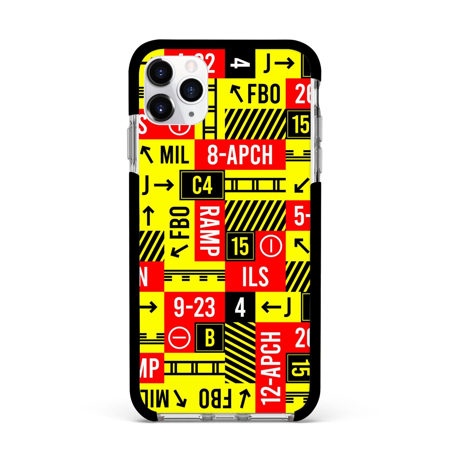 Runway Signs Apple iPhone 11 Pro Max in Silver with Black Impact Case