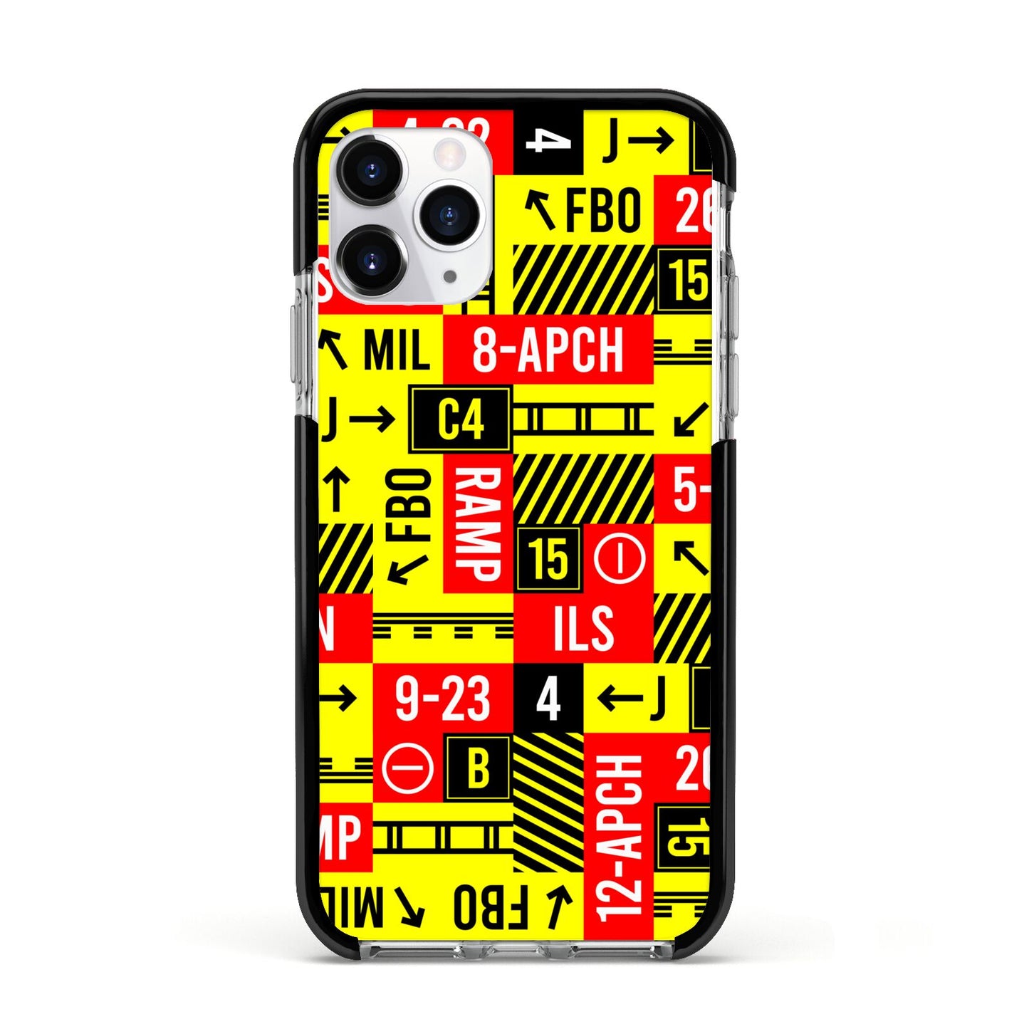 Runway Signs Apple iPhone 11 Pro in Silver with Black Impact Case