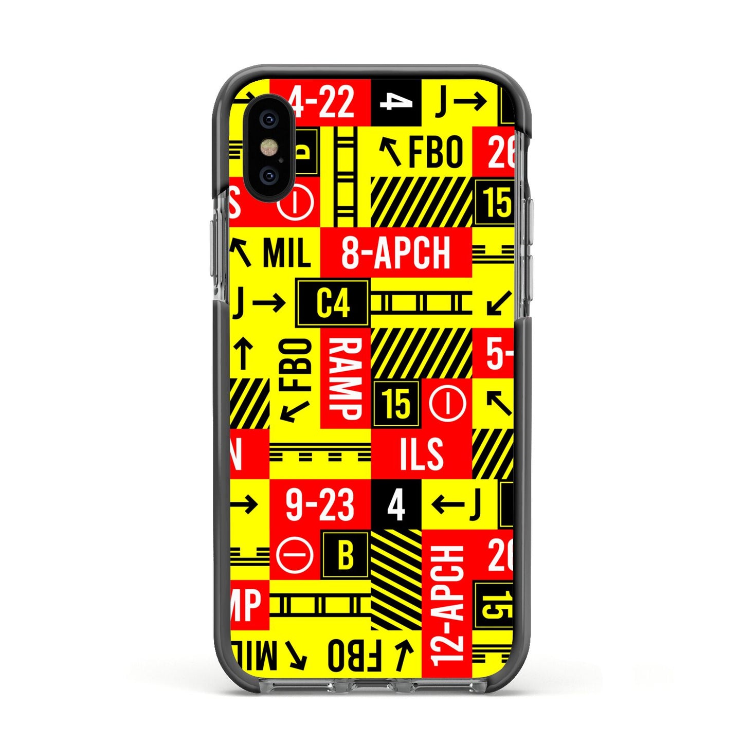 Runway Signs Apple iPhone Xs Impact Case Black Edge on Black Phone