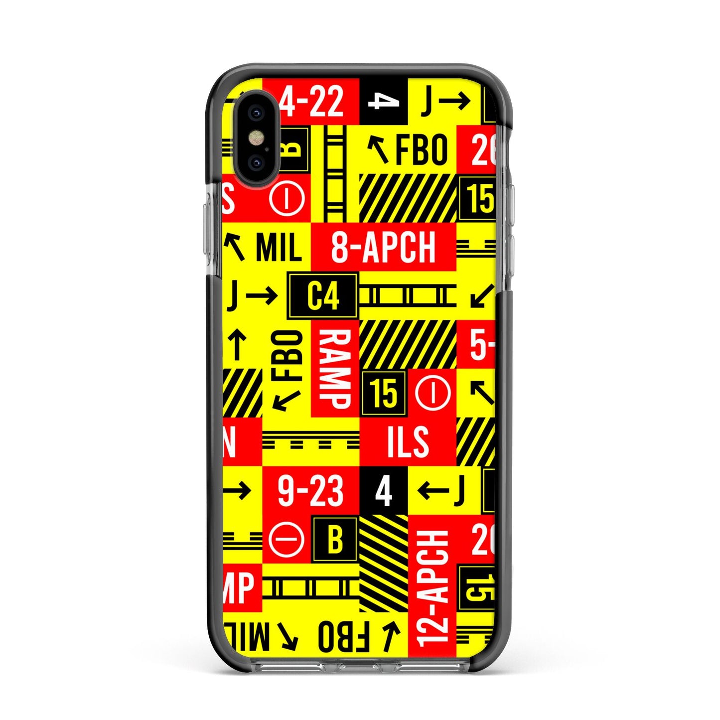 Runway Signs Apple iPhone Xs Max Impact Case Black Edge on Black Phone