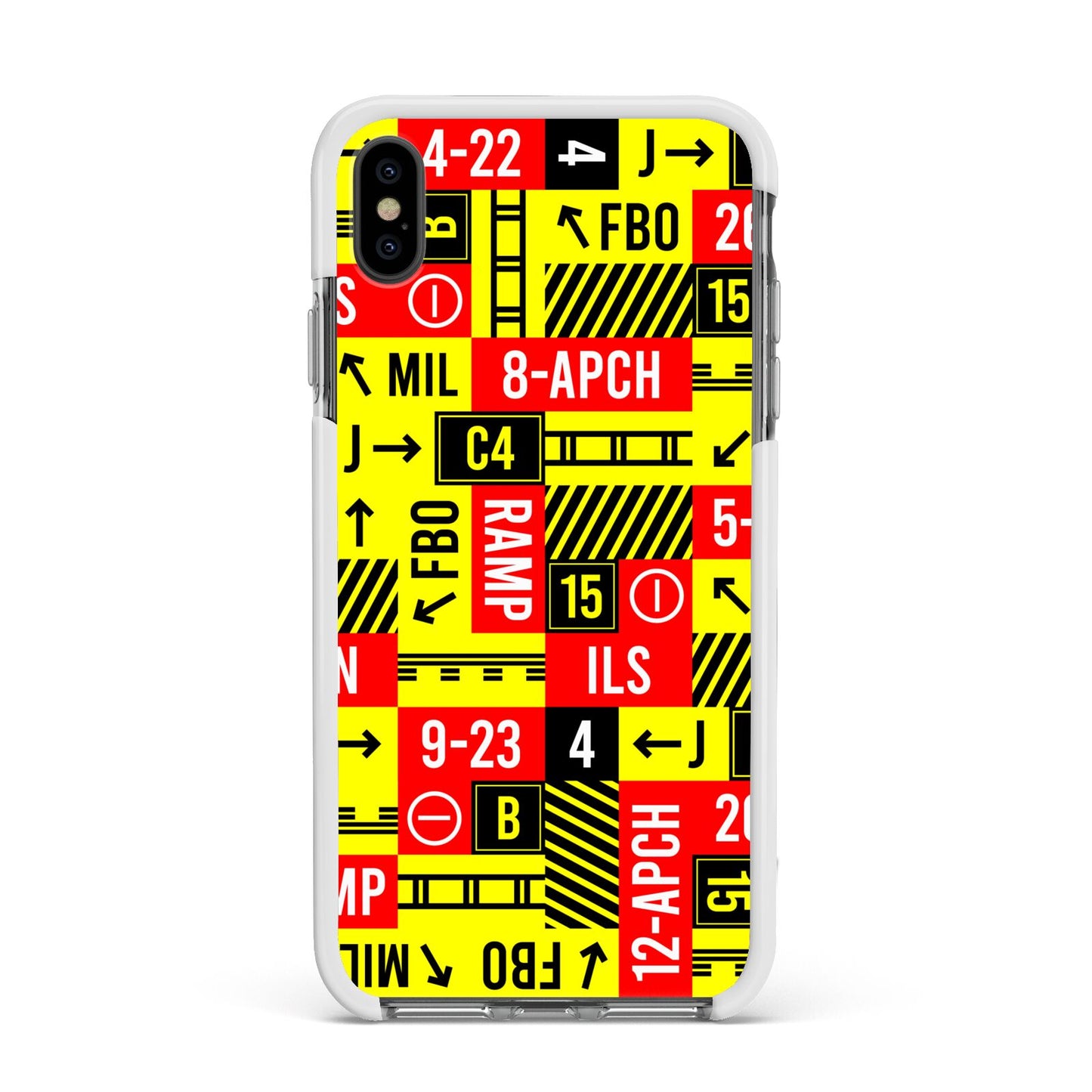Runway Signs Apple iPhone Xs Max Impact Case White Edge on Black Phone