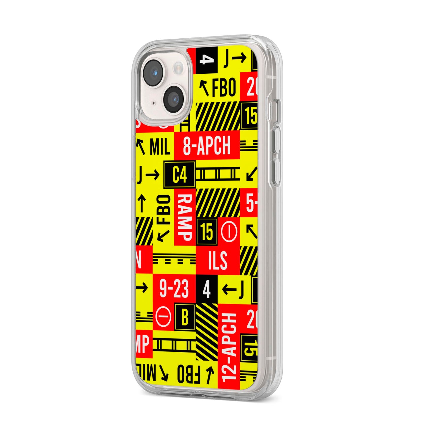 Runway Signs iPhone 14 Plus Clear Tough Case Starlight Angled Image